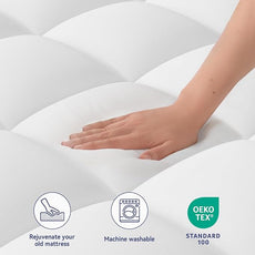 ELEMUSE Full XL Mattress Topper for Back Pain, Extra Thick Mattress Pad Cover, Plush Soft Pillowtop with Elastic Deep Pocket, Overfilled Down Alternative Filling