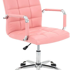 High Back Desk Chair, Modern PU Leather Home Office Task Chair with Arms, Adjustable Swivel Computer Executive Chair with Wheels (Pink)