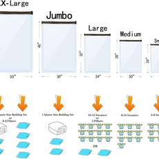 10 Small Vacuum Storage Bags, Space Saver Sealer Compression Bags for Blankets, Comforters, Pillows, Clothes Storage