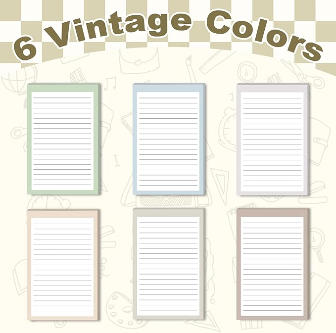 12 Pack Lined Sticky Notes, 4x6 in Post Sticky Notes with Lines, 6 Different Colour Sticky Note Pads for Office, School, Home Desks and More