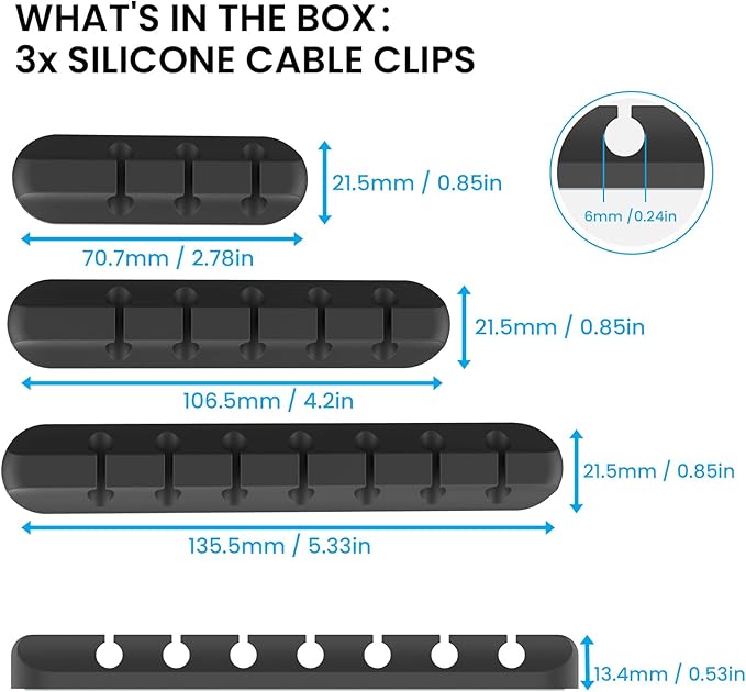 AhaStyle Cable Clips, 3 Pack Cord Holders Cable Organizer Self Adhesive Cord Keeper for Desktop Organizing USB Cable/Nightstand Power Cord/Mouse Cable/Wire PC/Cord Clips for Home Office and Car