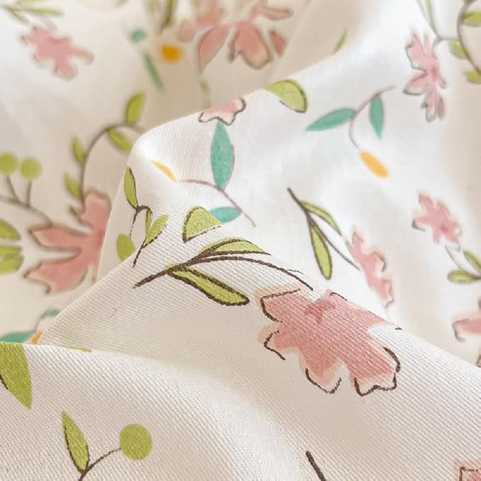 MKXI Garden Floral Comforter Twin XL Peach Blossom Pink White Floral Comforter Set Twin Size Botanical Bedding Comforter Pink Flowers Print Comforter Vintage Farmhouse Bed Comforters