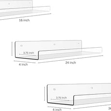 Rebecca Luxurious Acrylic Floating Shelves for Wall - 2 Pack of 24