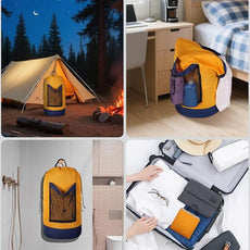 Laundry Bag with Shoulder Straps and Mesh Pocket Laundry Backpack Large Portable Laundry Hamper for College Laundromat Apartment