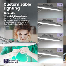 Neatfi XL 2,200 Lumens LED Desk Lamp with Clamp, 24W Bright Architect Task Lamp, 20 Inches Dimmable Computer Light, Adjustable Desk Light for Home, Office, Crafts, Nails & Hobbies (Non-CCT, Silver)