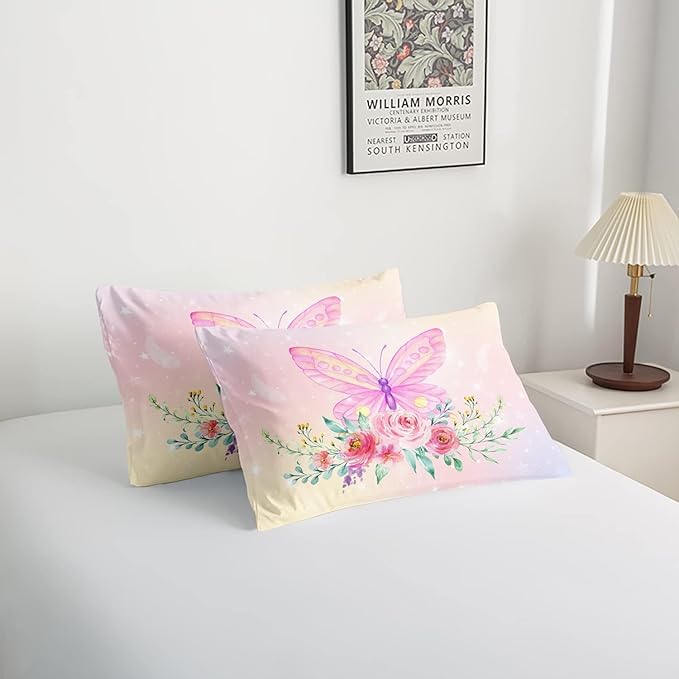 CVHOUSE Butterfly Comforter Set King for Girls Women - 3 Piece Bedding Set With 1 Comforter and 2 Pillowcases - Butterflies Bedspread, Duvet, Quilt Set