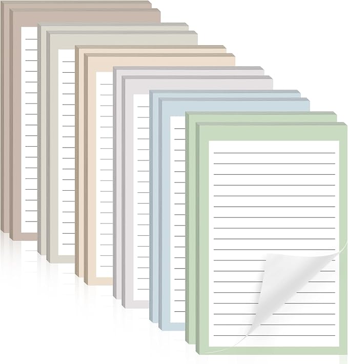 12 Pack Lined Sticky Notes, 4x6 in Post Sticky Notes with Lines, 6 Different Colour Sticky Note Pads for Office, School, Home Desks and More