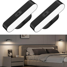 Wireless Battery Operated Wall Sconces for Bedroom, LED Rechargeable Wall Sconce Set of Two for Living Room, Stick on Wall Mounted Lamp for Reading, 2 Pack