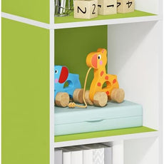 Furinno PASIR Book Shelf, 5-Tier Modern Bookshelf, Open Shelves Bookcase 9 x 12 x 52, for Living Room, Bedroom, Home Office, Green/White