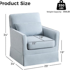 INZOY Swivel Accent Chair, Mid Century Modern Chair with Washable Detachable, Comfy Swivel Barrel Reading Chair, Upholstered Square Chair for Living Room Bedroom Small Spaces, Sky Blue