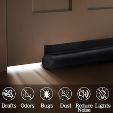 MAXTID Door Draft Stopper 36 Inch Black Adjustable Door Draft Blocker Front Door Draft Guard for Bottom of Doors Weather Stripping Door Seal Strip