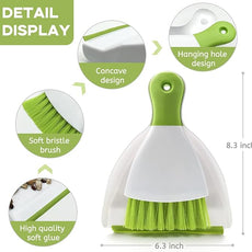 Dust pan Broom Brush Dustpan - Small Broom and Dustpan Set,Mini Broom and Dustpan,Small Dustpan and Brush Set for Home Cleaning,Sofa,Desk,Guinea Pig Cage,Cat Litter etc.（Green 2 Set）