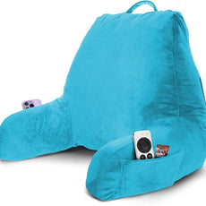 Nestl Reading Pillow with Shredded Memory Foam, Designed for Sitting Up in Bed and Couch, Back and Arms Adjustable Support for Adult & Teens Backrest Pillows for Reading, Washable Cover, Bright Blue
