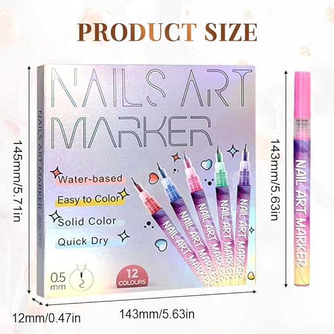 Nail Art Pens for Painting Nails, 2026 Nail Art Markers for Gel Nails, New 12 Colors Nail Art Pens Set, Diy Nail Art Tools for Dotting Drawing Painting Point Liner Christmas Gifts (2 Set)