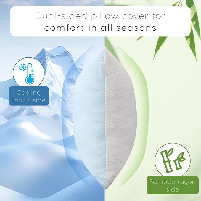 pillosophy Original Memory Foam Pillow • Adjustable Height • Premium Shredded Memory Foam Fill • for Back, Side, Stomach Sleepers (Standard Size, 1-Pack)