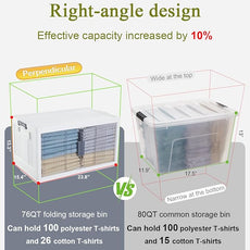 OlarHike 76QT Lockable Storage Bins with Lids - Folding Storage box with Doors and Wheels, Collapsible Plastic Storage Bins for Closets, Stackable Storage Organizer, Storage Containers, 4 Pack Cubes