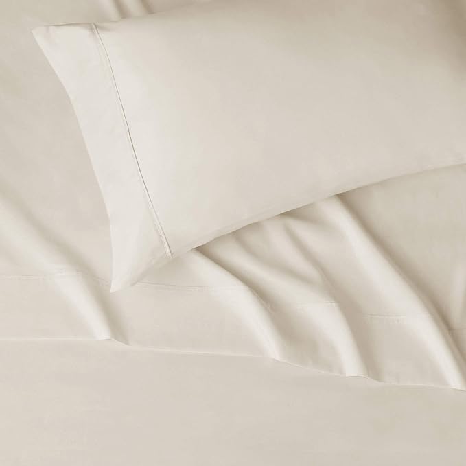 Amazon Basics Lightweight Super Soft Easy Care Comfortable Microfiber 3 Piece Bed Sheet Set with 14-Inch Deep Pockets, Twin XL, Beige, Solid (Pack of 4) AmazonBasics
