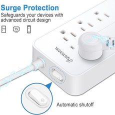 25FT Surge Protector Power Strip Extension Cord with USB C, Asamoom Flat Plug Power Strip with Long Cord, 8 Outlets and 4 USB Port,1700J Surge Protector for Home Office White, ETL Listed