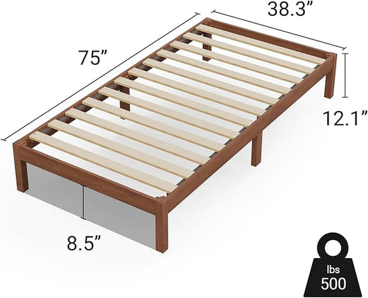 LIFEMENT Classic Wood Platform Bed Frame, Essential, Noise Free, Under Bed Storage, No Box Spring Needed, Easy Assembly (Cherry, Twin)