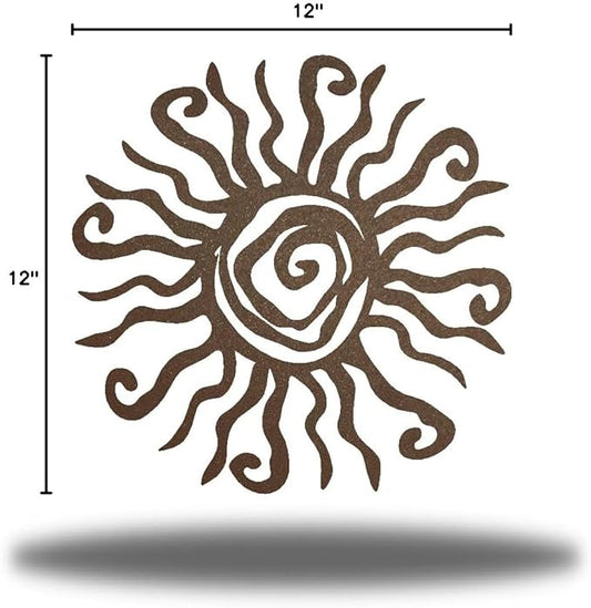 Riverside Designs Wacky Sun Metal Wall Art Indoor/Outdoor Decor - 12" Rust Rust Proof Wall Sculpture - Made in USA - Ideal for Bedroom, Garden, Home, Patio and Farmhouse