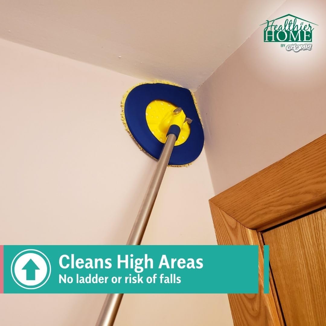 CHOMP Long Handle Wall Cleaner, 5 Minute CleanWalls Extendable Wall Washer, Ceiling Cleaner, Baseboard Duster, Telescoping Dry Dust and Wet Wash Cleaning Mop with Washable Microfiber Pad Dormly