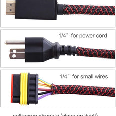 Alex Tech 25ft - 1/4 inch Cord Protector Wire Loom Tubing Cable Sleeve Split Sleeving For USB Cable Power Cord Audio Video Cable – Protect Cat From Chewing Cords - Blackred