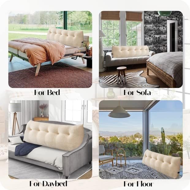 Large Bolster Triangular Headboard Wedge Backrest Positioning Support Bed Rest Reading Pillows Headboard Wedge Pillows for Day Bed with Removable Cover