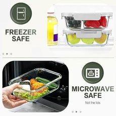 KOMUEE 10 Packs 30 oz Glass Meal Prep Containers,Glass Food Storage Containers with Lids,Airtight Lunch Bento Boxes,Microwave, Oven, Freezer and Dishwasher,White