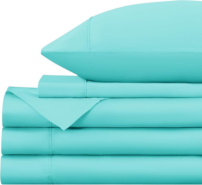 LBRO2M Split King Sheet Sets for Adjustable Bed 1000 Thread Count 100% Egyptian Cotton Sheet, 5 Piece Sets Bed Sheet Deep Pocket Up to 16" Soft Comfortable All Season (Split King, Lake Green)