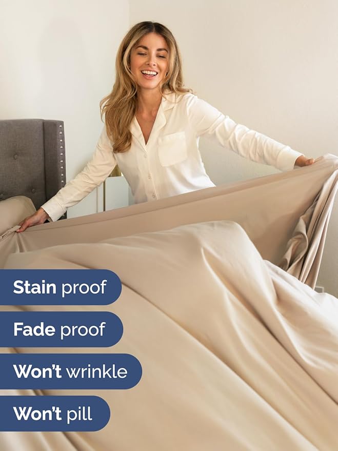 Extra Deep Pocket Cal King Sheets - 4 Piece Breathable & Cooling Bed Sheets - Hotel Luxury Bed Sheet Set - Soft, Wrinkle Free & Comfy - Easily Fits Extra Deep Mattresses - Deep Pocket Cream Sheets Set