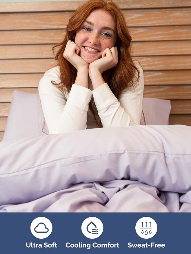 Extra Deep Pocket Twin XL Sheets - 3 Piece Breathable & Cooling Bed Sheets - Hotel Luxury Bed Sheet Set - Soft, Wrinkle Free & Comfy - Easily Fits Extra Deep Mattresses - Light Lavender Sheets Set