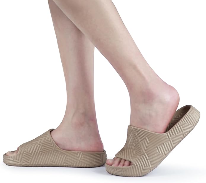 Weweya Slides for Women and Men - Bathroom Shower Shoes - Non Slip House Slippers - Lightweight Beach Sandals
