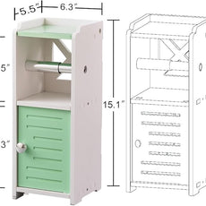 AOJEZOR Toilet Paper Holder Stand: Freestanding PVC Cabinet Storage for Small Bathroom Spaces for Homes and Renters-Mint Green