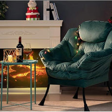 HollyHOME Lazy Chair with Armrest and Side Pocket, Comfy Accent Lounge Chair,Leisure Sofa Armchair for Living Room, Bedroom, Dorm, or Small Spaces, Oversized Reading Sofa Chair,Velvet Dark Atrovirens