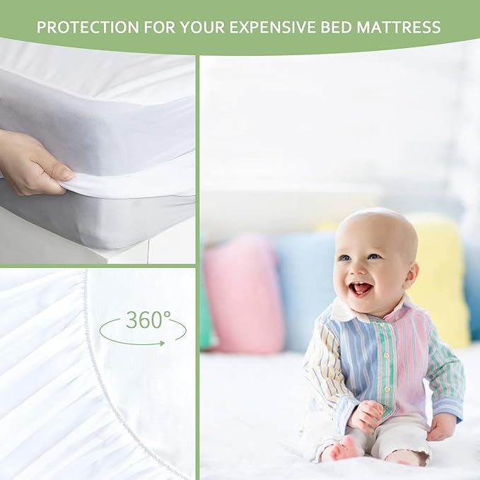 Full Size Mattress Protector, Skin Friendly and Breathable Mattress Cover, Viscose Jersey Double Bed Size Mattress Pad with 14" Deep Pocket