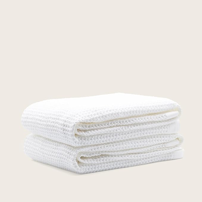 Italic Sedona Waffle Bath Sheets, 410 GSM 100% Cotton, Set of 2, Oversized Towels, Ultra Soft & Absorbent, Lightweight Spa Towels, White