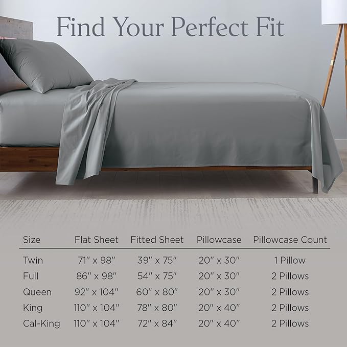 Ella Jayne Percale Sheets Queen (4 Pieces), Permium 100% Cotton Percale TC300, Hotel Luxury Collection, Deep Pockets and Cooling Sheets (Charcoal)