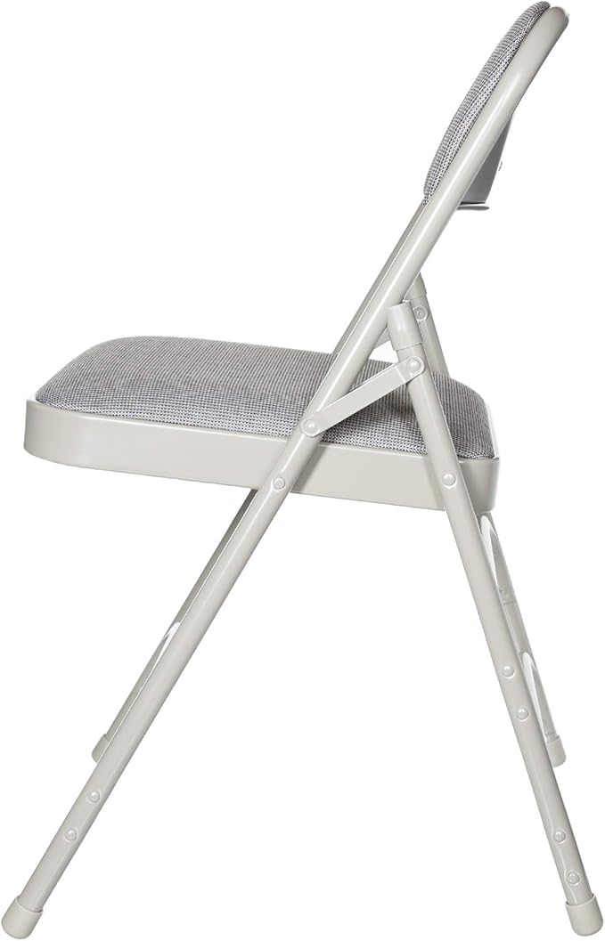 OEF Furnishings OEF2300 Series Heavy-Duty Premium Fabric Padded Upholstery Double-Hinged Triple-Braced Folding Chairs (4-Pack, Slate Gray)