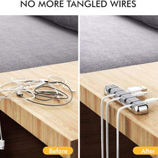 AHASTYLE Cable Organizer Holder 5 Slots Desktop Cord Wire Clips Keeper for Organizing USB Cable/Power Cord/Wire Home Office and Car (Grey)