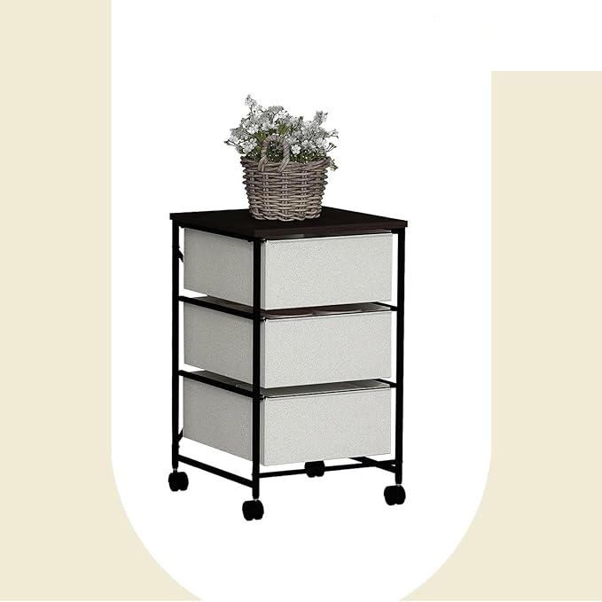 Small Cabinet with Drawers Rolling 3 Drawer Mobile File Cabinet for Home Office Storage and Organization, Fabric Vertical Under Desk Storage for A4/Letter Files(