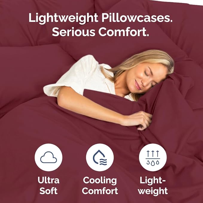 Queen Pillow Cases Set of 10 - Ultra Soft Hotel Quality Pillowcase Covers - Comfy, Cozy & Wrinkle Free - Shrink, Stain and Fade Resistant - Machine Washable Pillow Protectors - 10 Pcs Set - Burgundy