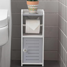 AOJEZOR Toilet Paper Holder Stand: PVC Bathroom Cabinet Storage for Apartment Dwellers - Bathroom Storage - Light Grey