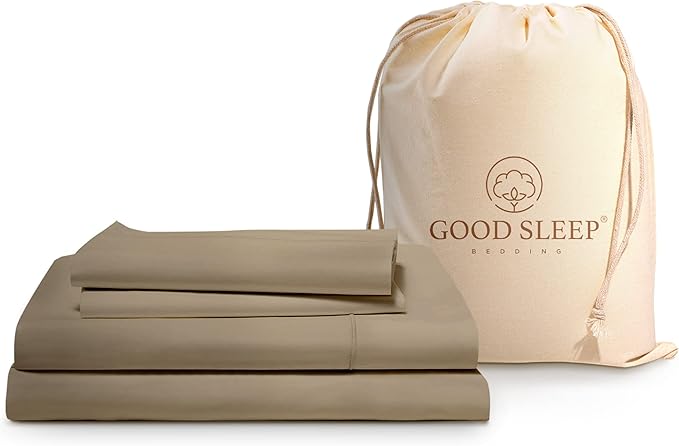 Good Sleep Bedding Twin Sheets Set - 100% Egyptian Cotton, Soft, 3Pc, Hotel Quality, Deep Pocket, Fits Upto 16" - Taupe GoodSleepBedding