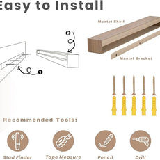 Fireplace Mantel Shelf 72 X 8 X 6 Inch, Handcrafted Solid Mantel for Over Fireplace, 6 Inch Thick Wall Mounted Floating Fireplace Mantel, Real Wood