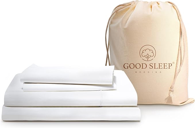 Egyptian Cotton Luxury Sheets - 1000 Thread Count, Full Size, 4 Pc Set, Deep Pocket, Sateen, White GoodSleepBedding