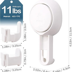 LEVERLOC Heavy Duty Suction Cup Shower Hooks 4 Pack, Damage-Free Shower Hangers for Inside Bathroom Wall, Powerful Vacuum Suction Towel Hooks, Loofah Holders, Easy to Install and Remove, White