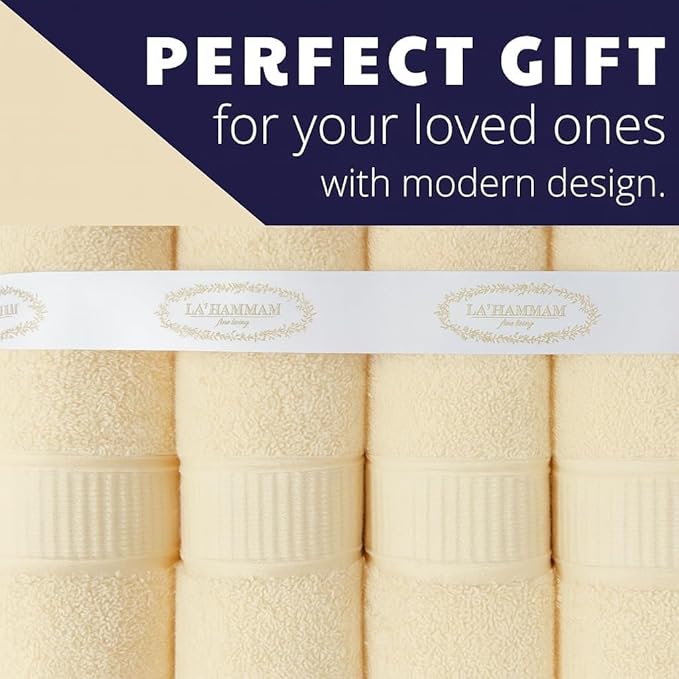 Personalized Towels, Hotel & Spa Quality, Super Soft, Highly Absorbent, Bathroom Sets, 100% Cotton Monogrammed towels 6 Piece Towel Set, Includes 2 Bath Towels, 2 Hand Towels, 2 Washcloths Cream color
