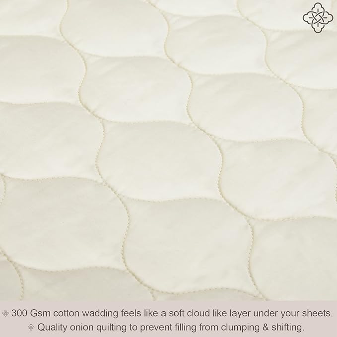 Bioweaves 100% Organic Cotton Mattress Pad Cover, GOTS Certified Cooling Quilted Fitted Mattress Topper & Protector with Soft Cotton Wadding - 20 Inch Deep Pocket, California King