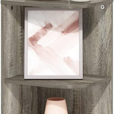 Furinno PASIR Book Shelf, 3-Tier Corner Bookshelf, Open Shelves Bookcase 9.3 x 12 x 31.5, for Living Room, Bedroom, Home Office, French Oak