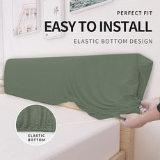 Easy-Going Stretch Bed Headboard Cover,Small Square Jacquard Headboard Slipcover, Dustproof Bed Head Cover for Bedroom (Full,Greyish Green)